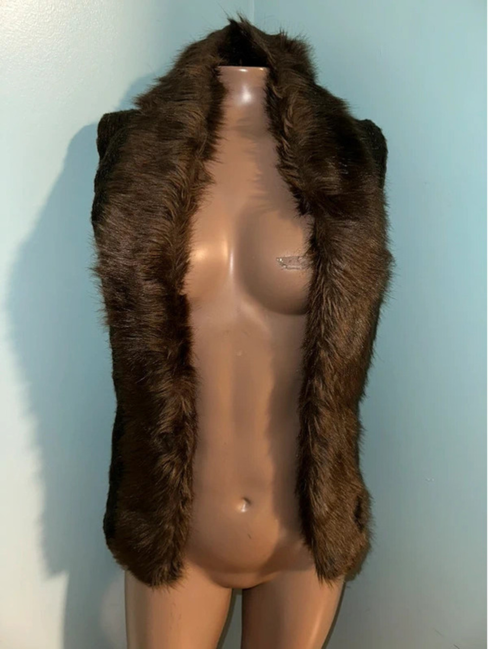 Faux Fur Vest Coquette Gorpcore Boho Small or 4 Brown